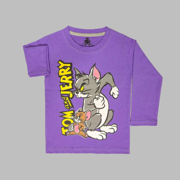 Tom & Jerry Full Sleeves Purple T-Shirt