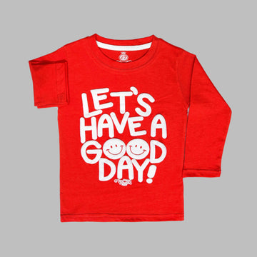 Good Day Full Sleeves Red T-Shirt