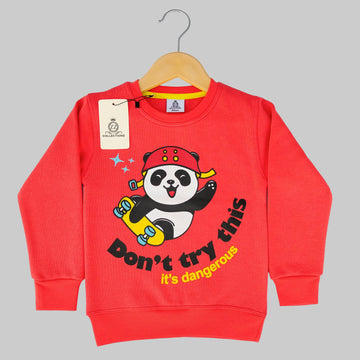 Panda on Skateboard Candy Red Sweatshirt