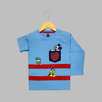 Mickey and Pluto Full Sleeves Blue T-Shirt