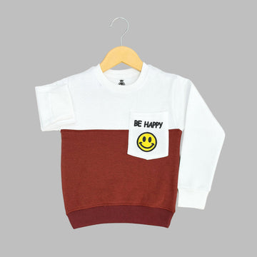 Happy Smile White & Brown Sweatshirt