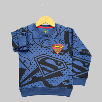 Super Man All Over Navy Sweatshirt