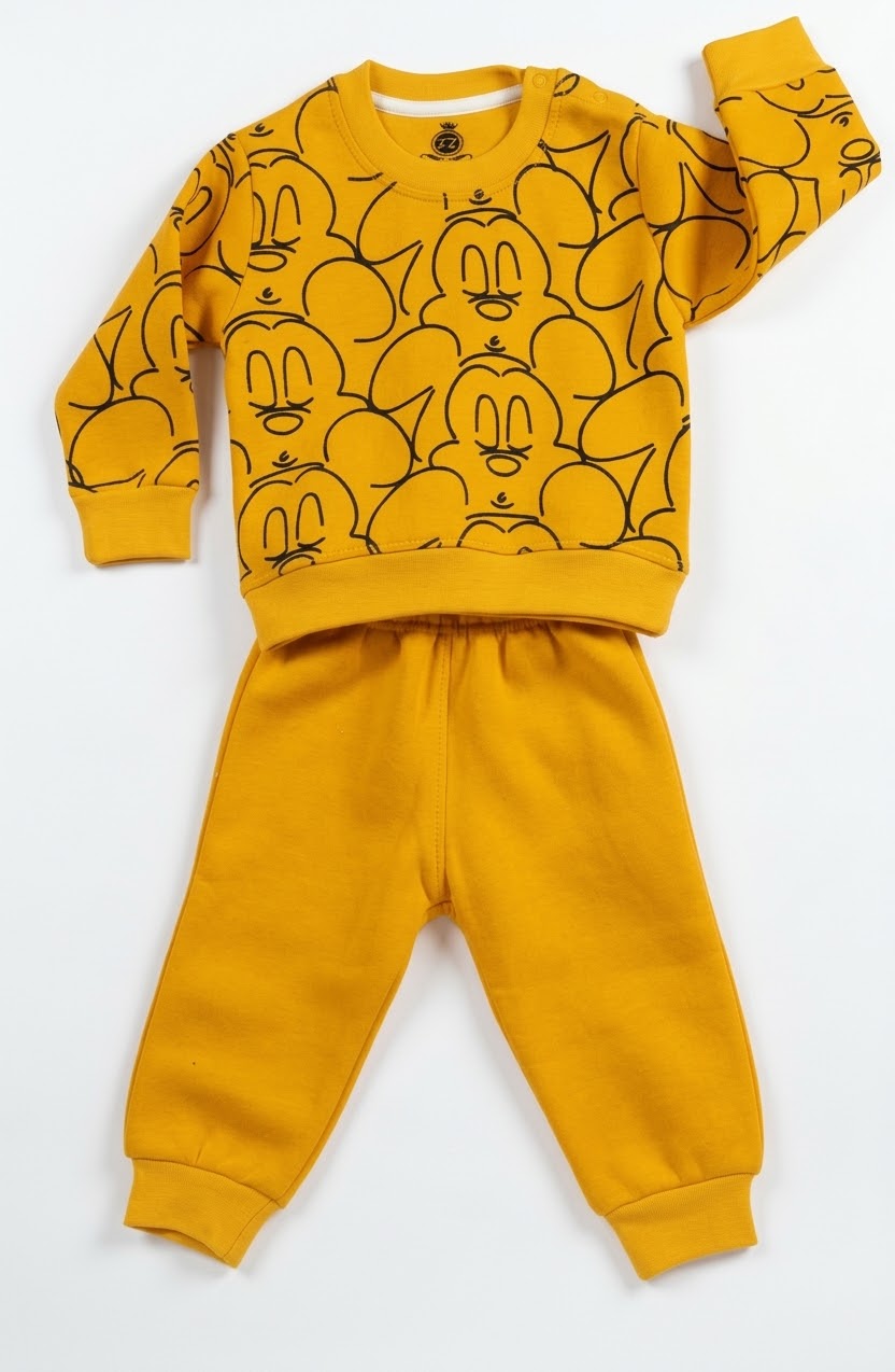Mustard All Over print Baby Suit