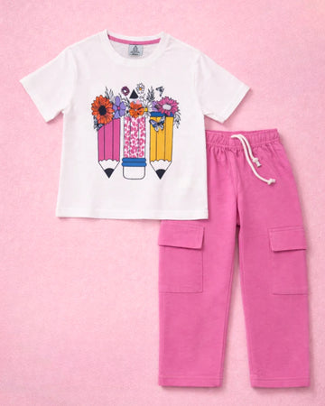 Blooming Pencils Drop Shoulder Tee & Trouser