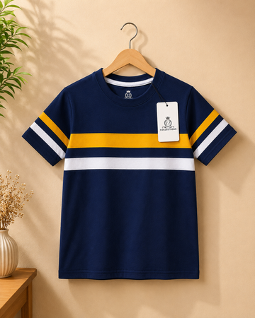 Mustard stripes Navy blue Tee