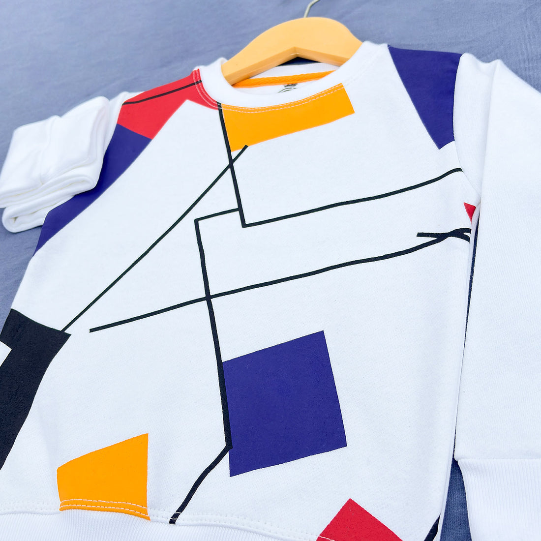All Over Printed White Sweatshirt