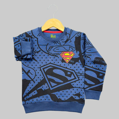Super Man All Over Navy Sweatshirt