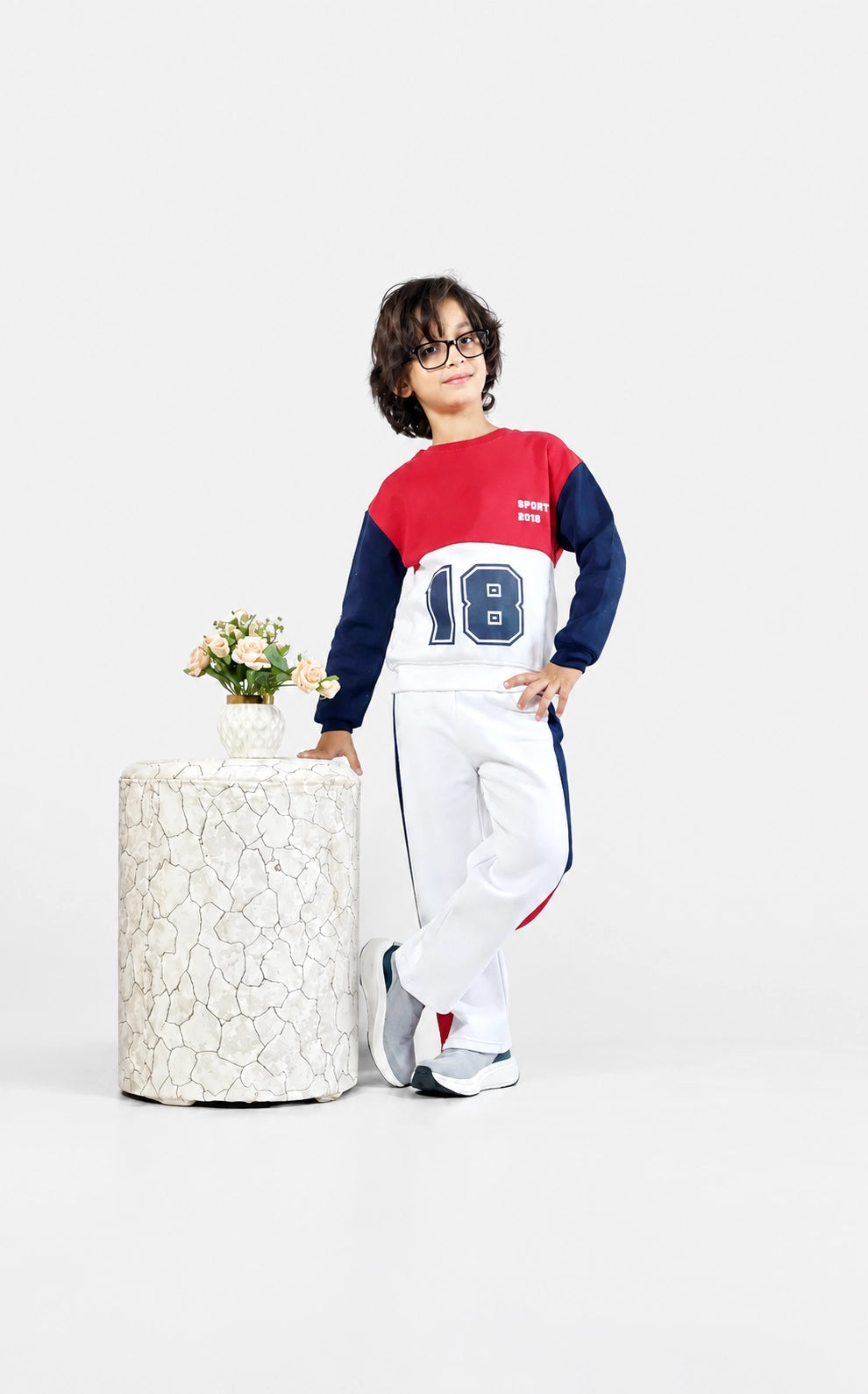 18 White & Red panel Suit