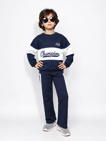 Champion White & Navy Panel Suit